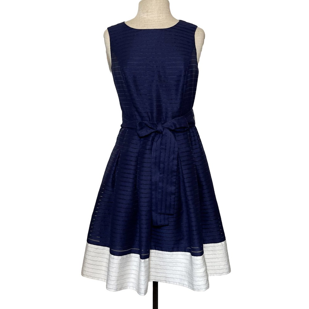 Tommy Hilfiger Navy and White Midi Dress